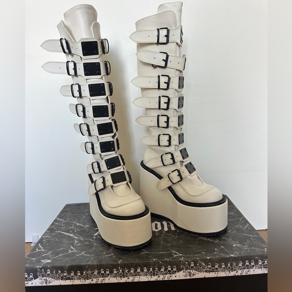 Demonia White Swing 815 Platform Boots - image 1